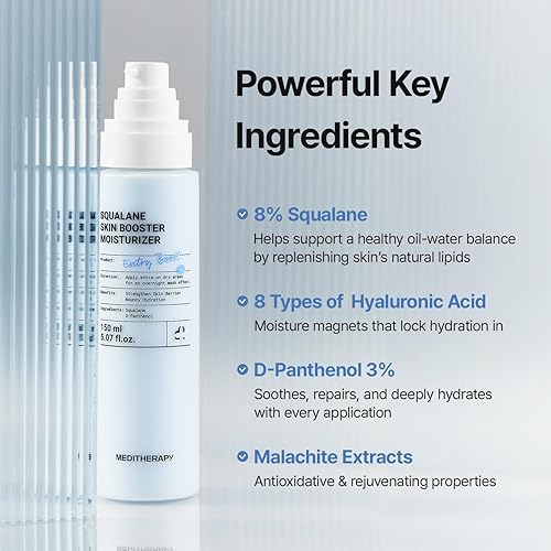 Miniatura 3 de MEDITHERAPY Squalane Skin Booster Moisturizer  8% escualano + pantenol + ácido hialurónico  Crema hidratante facial hidratante para piel sensible