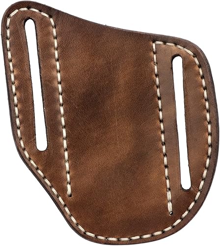 Miniatura 5 de Tourbn Tourbon Funda plegable de cuero para cinturón, funda EDC para hombre, Cross Draw lado derecho, portador de cuchillos trampero con parte