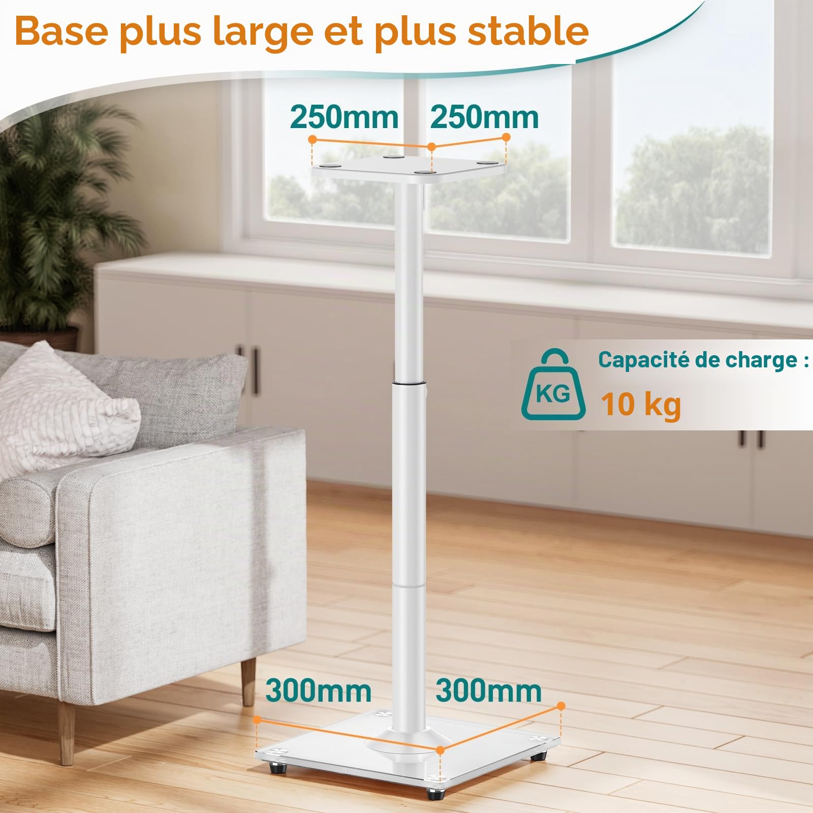 ELIVED Support de haut-parleur universel réglable en hauteur jusqu'à 95 cm