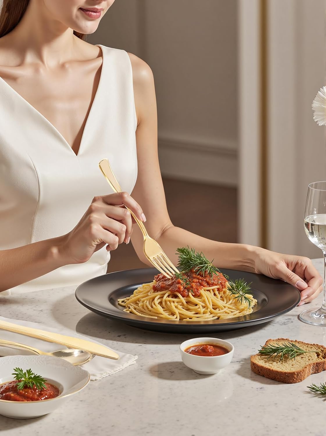 WDF 300PCS Gold Plastic Forks - Heavy Duty Gold Forks Disposable - Sturdy&Durable Plastic Silverware Bulk for Wedding Party Daily Using Baby Shower Spring