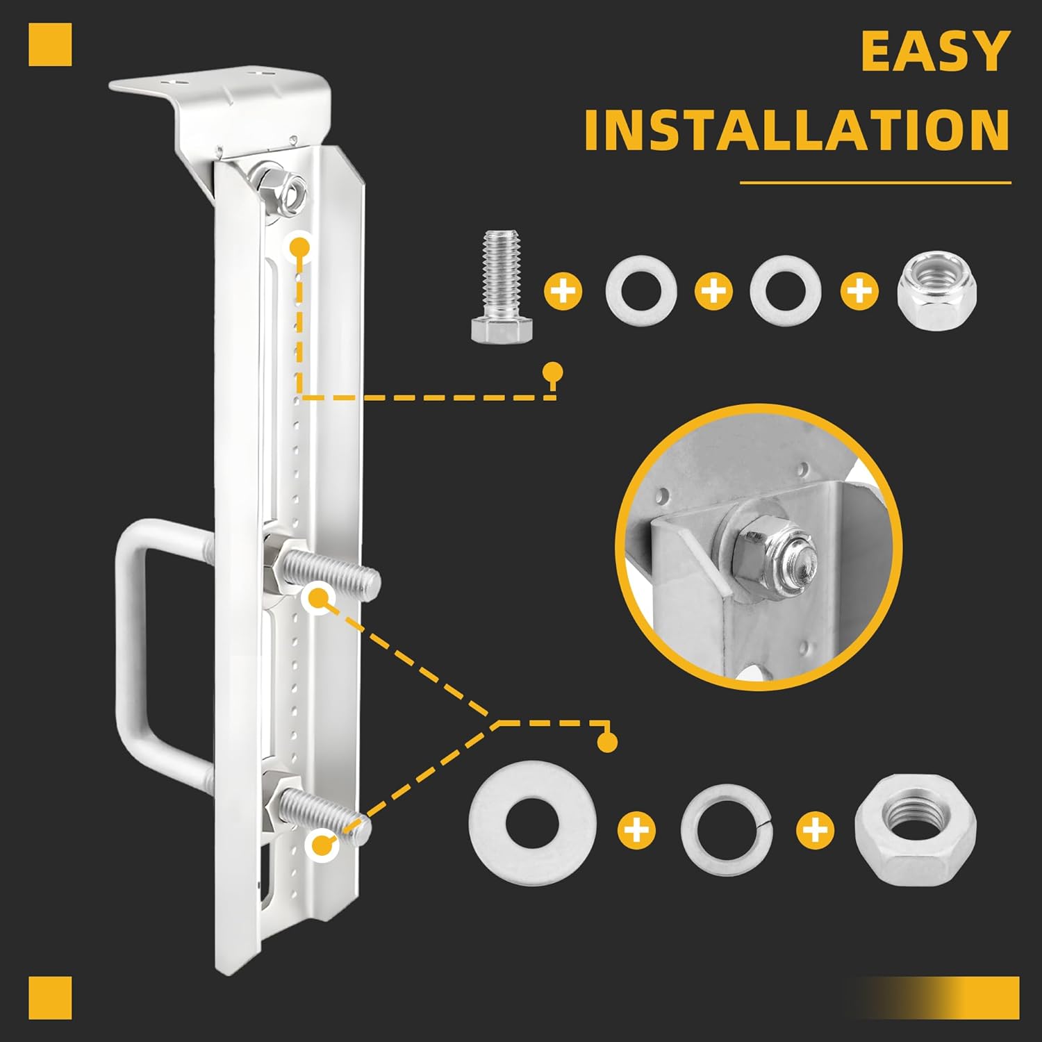 4 Pack 12" Boat Trailer Bunk Brackets - Heavy Duty, Universal Fit for 1.5x3, 2x3, 3x3 Crossmembers - Easy Installation, Galvanized Steel, Replacement Parts for Boat Trailers