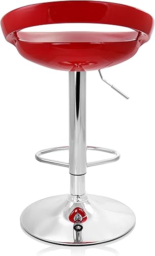 Miniatura 6 de Elama Moderno taburete de bar ajustable retro de 2 piezas con base cromada