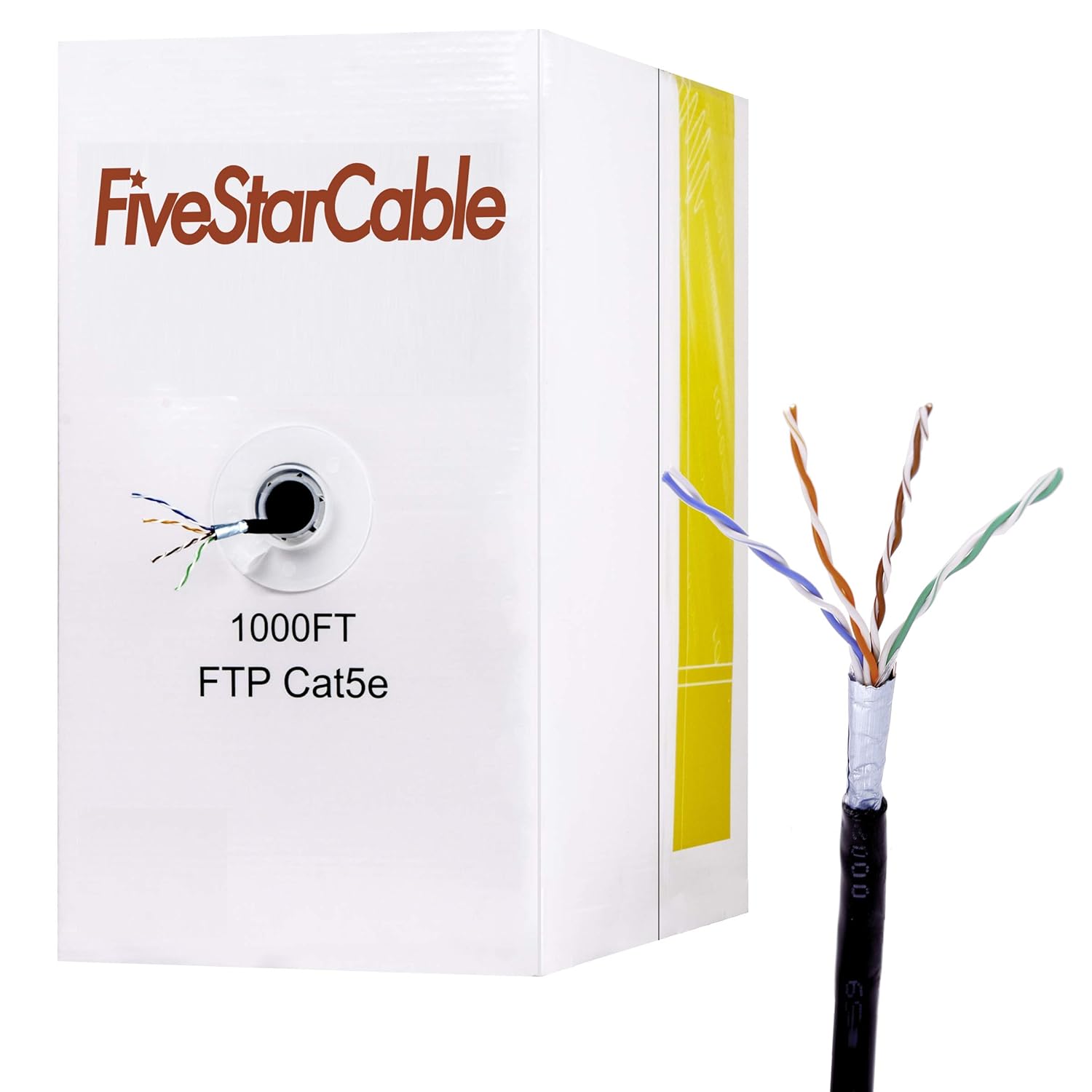 FiveStarCable 1000Ft Cat5e FTP 24AWG Outdoor Shielded Waterproof Direct