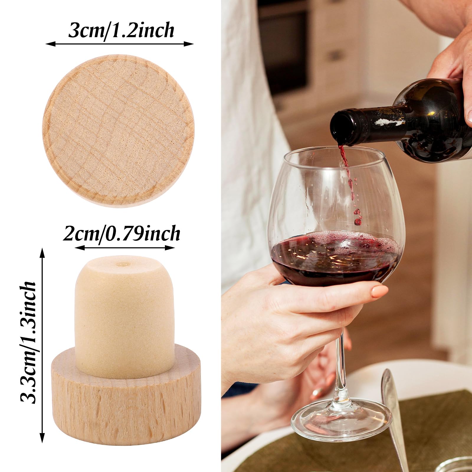 Aster 12 Pieces Wine Bottle Corks Wooden, T-Shaped Wine Bottle Stoppers - Image 2