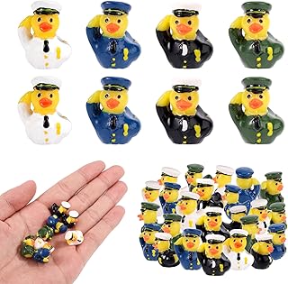 40pcs Mini Veteran Tribute Ducks, Resin Miniature Military Soldier Ducks Small Tiny Funny Uniform Toys Practical Decoration Accessories for Micro Landscape Garden Home Car Party