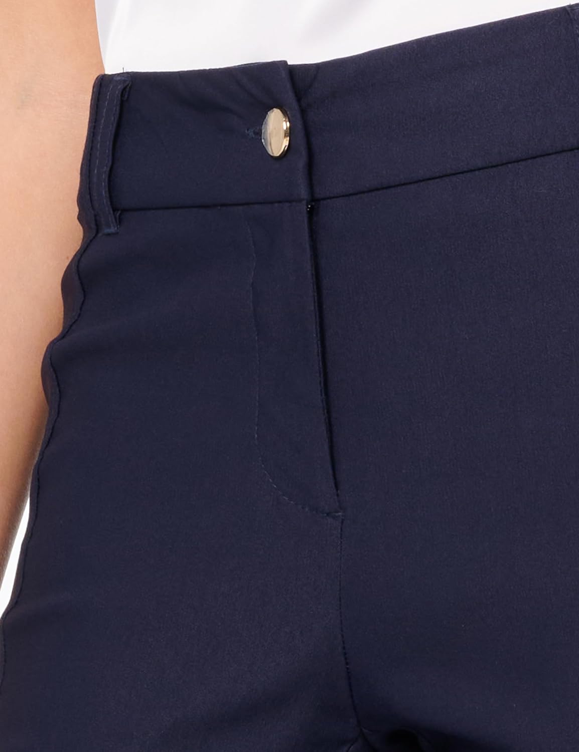 Rafaella Womens 27" Satin Luxe Crop Pants, Stretch Fabric, Elastic Waist Panels, Straight Leg Classic Fit Capris - Image 2