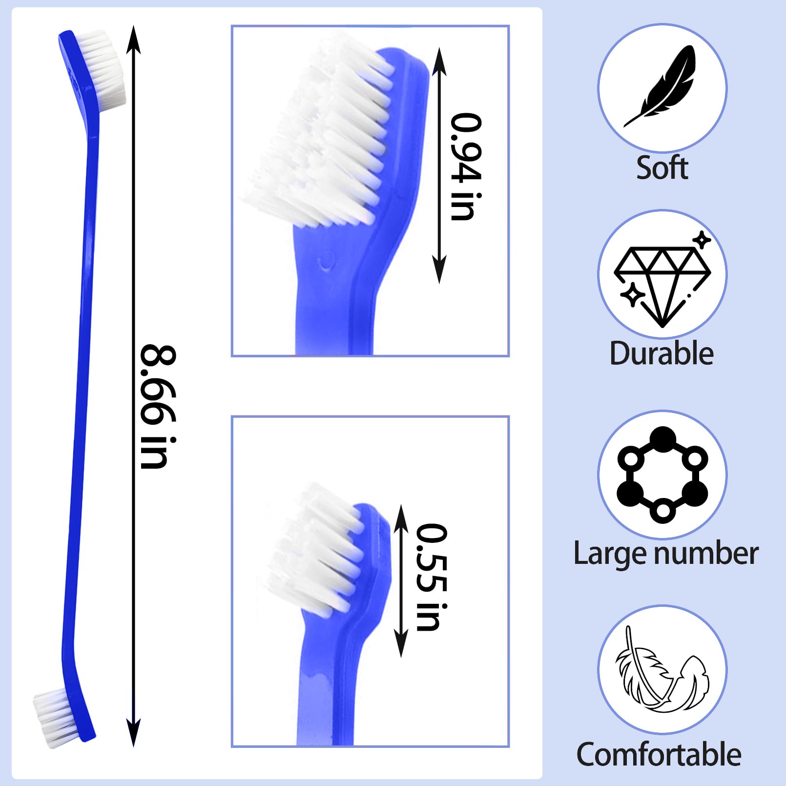 Apatal 150Pcs Dog Toothbrush Dual Headed Puppy Tooth Brushing Kit Long Handle Soft Grooming Pet Dental Brushes Convenient Double Sided for Pets Puppy Teeth Brush Cleaning Oral Care Supplies-Blue 2