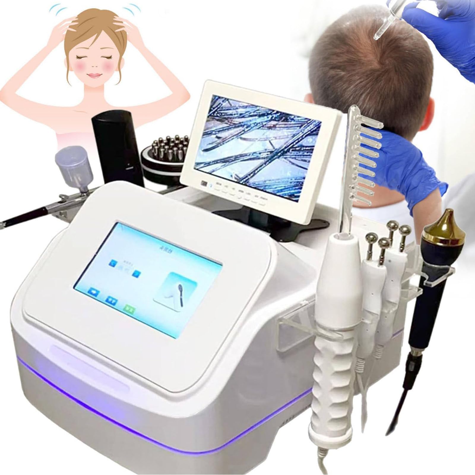 Hautdiagnose-Haaranalysator, LCD-Bildschirm, Gesichtshautdiagnose, Haarfollikel-Analysegerät, Haarfollikel-Hautanalysegerät, Mit 7 Griffen, Für Zuhause, Schönheitssalon