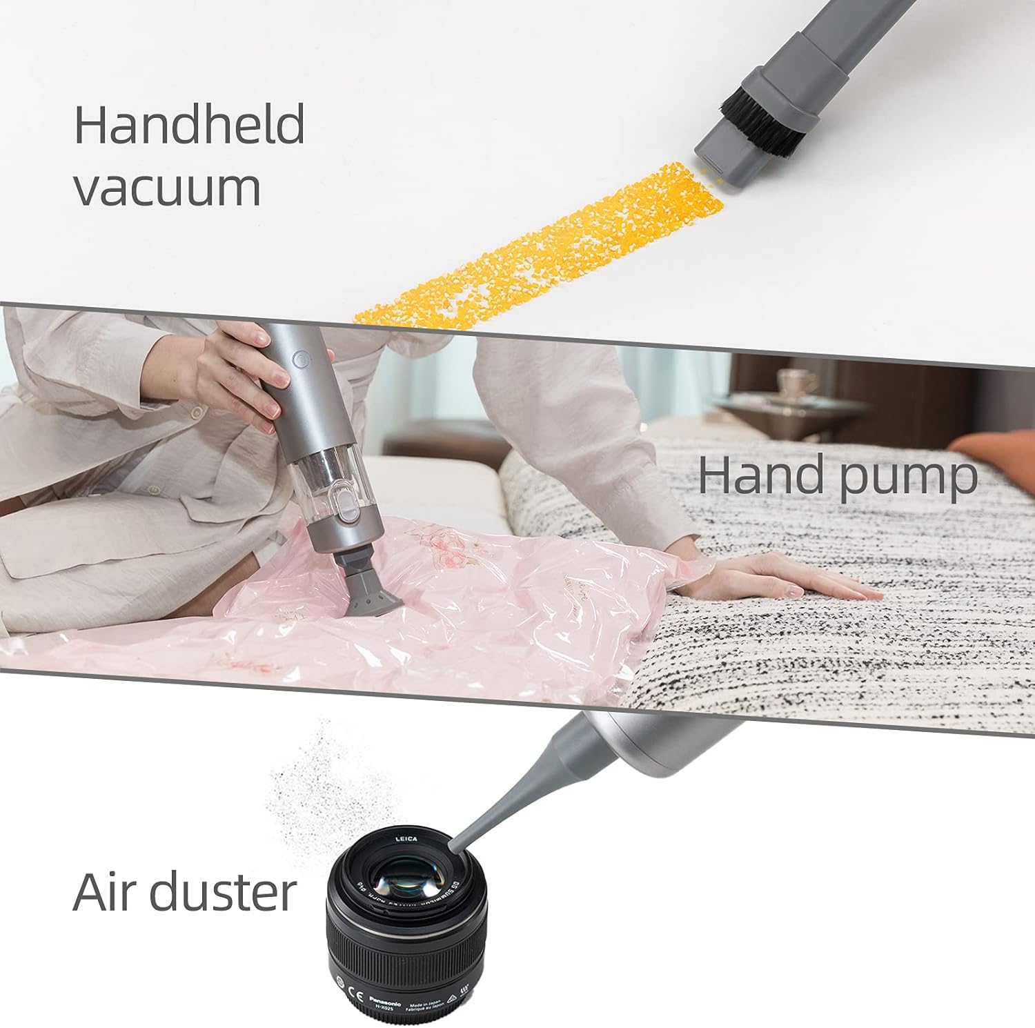 Brigii Handheld Vacuum Cleaner, Cordless Car Vacuum with Powerful Suction, 3 in 1-Hand Vacuum & Air Duster & Hand Pump, Mini Vacuum for Crevices, Keyboard Cleaner, USB Rechargeable-M1 : Clothing, Shoes & Jewelry