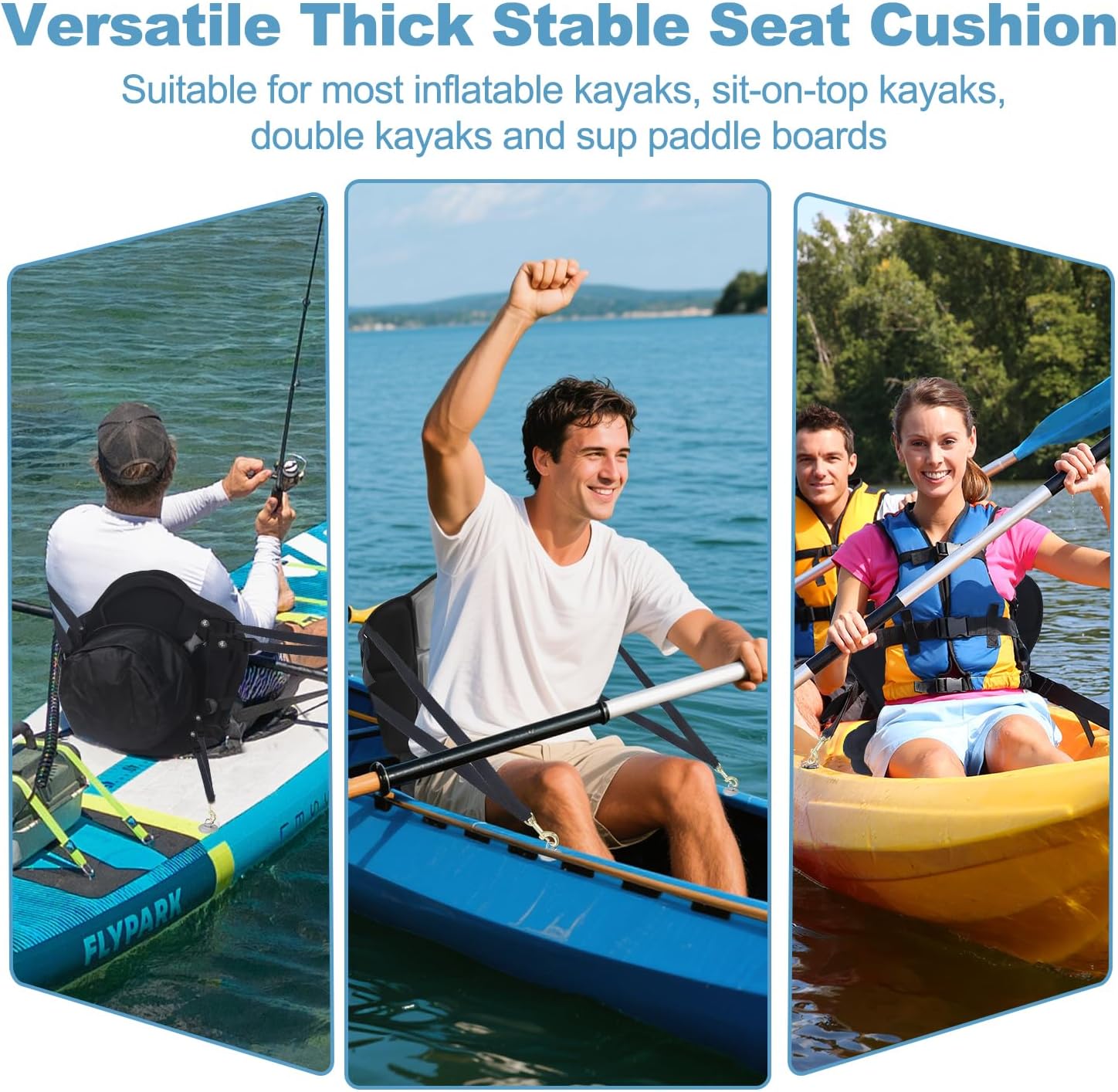 Thickened Kayak Seat,Kayak Seats with Back Support– Cushioned Canoe Backrest with Sit-On-Top Design, Padded Back Support for SUP Paddle Boards, Rafting, Fishing