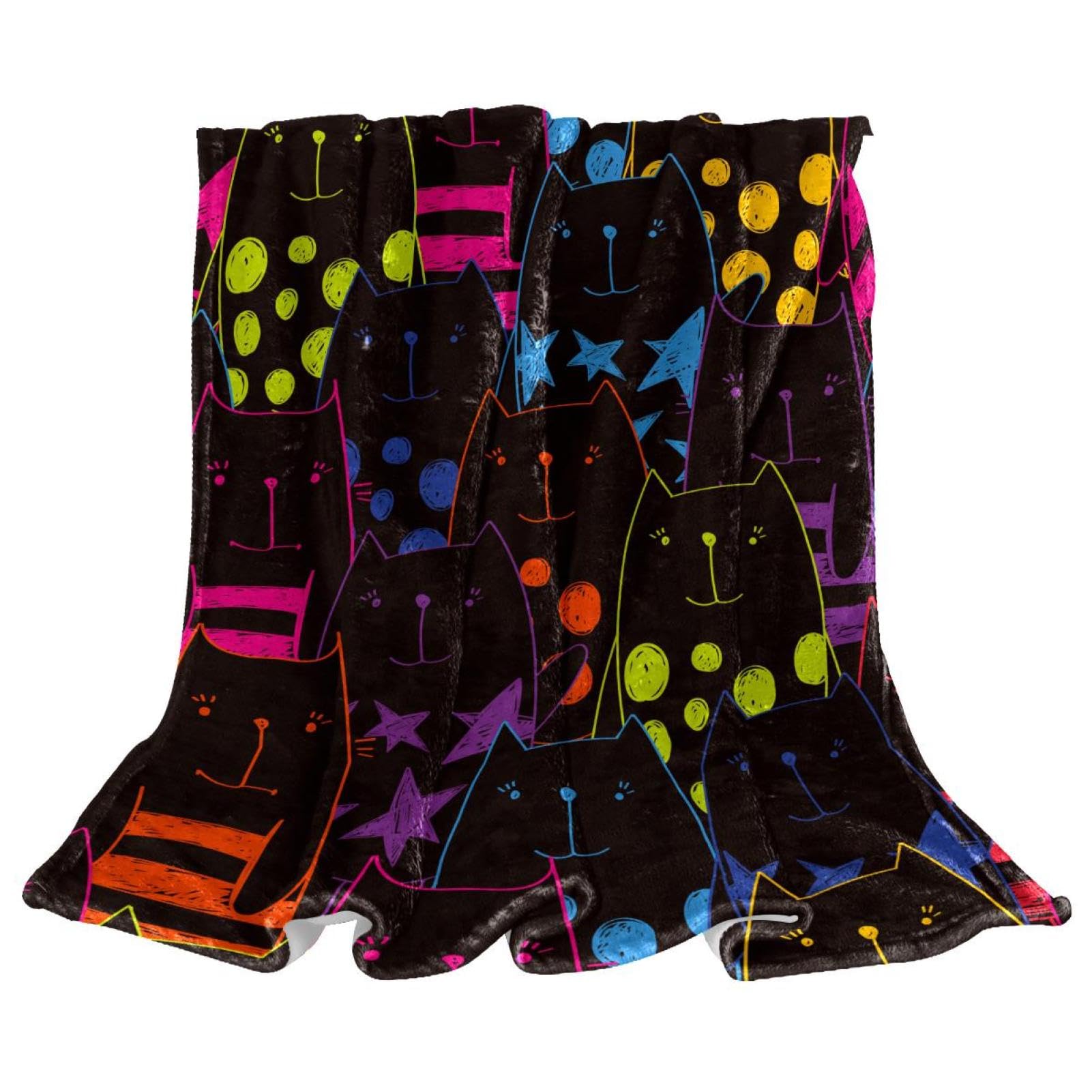 Couverture polaire animaux félins en microfibre douce jeté de canapé 150x100cm