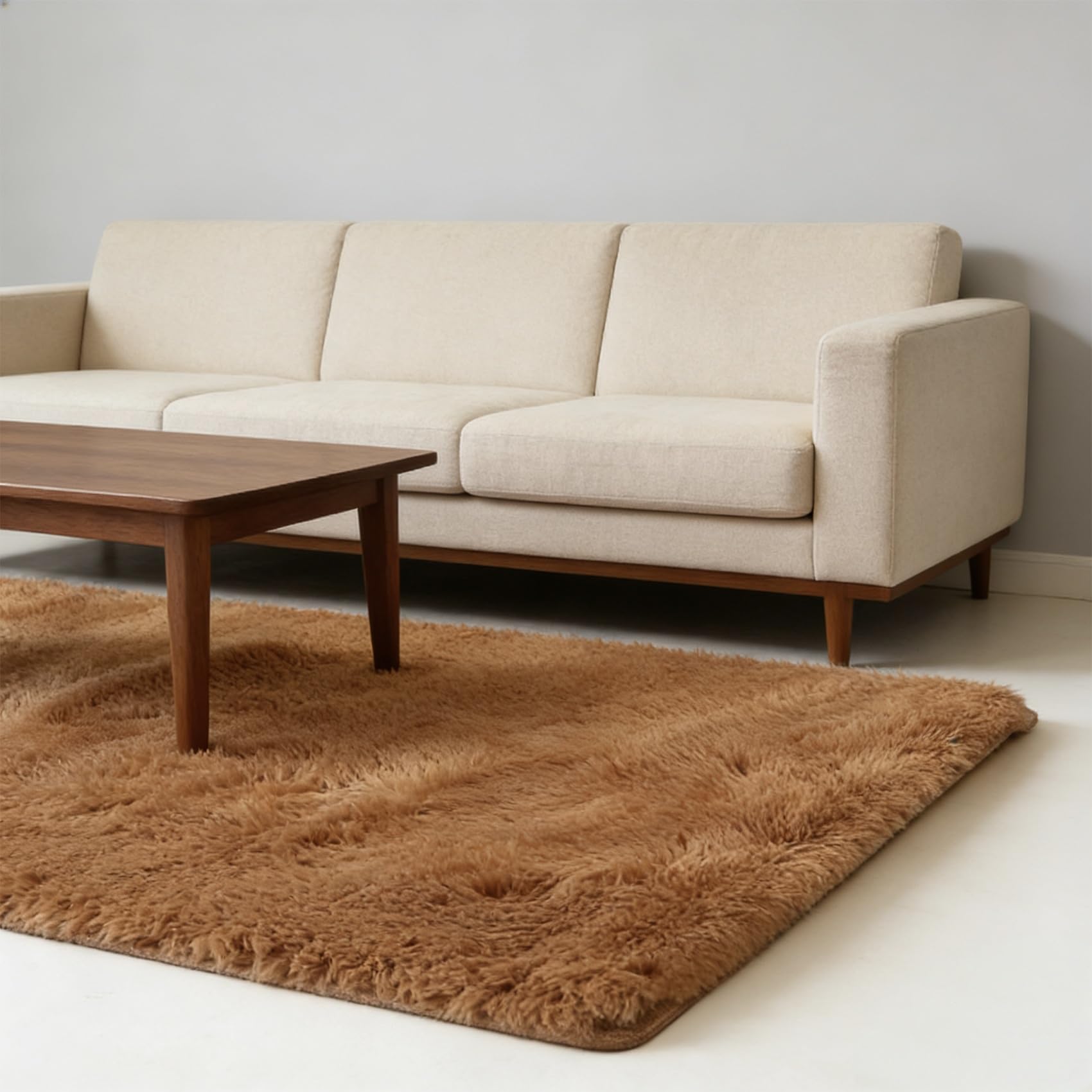 Tapis de salon facile à entretenir marron 275x100 cm moelleux pour sécuriser un couloir