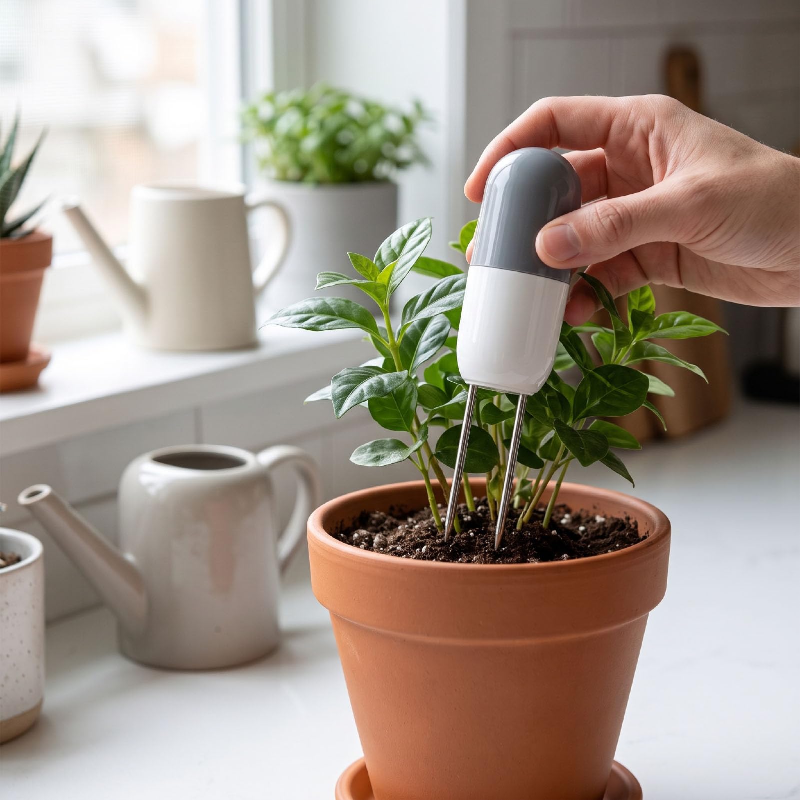 Sensor Inteligente de Humedad y Temperatura del Suelo ABS Wi Fi | Probador de suelo con sonda IP67, monitoreo de 32 a 140 °F, registros de datos de 12 meses, para jardines, plantas en