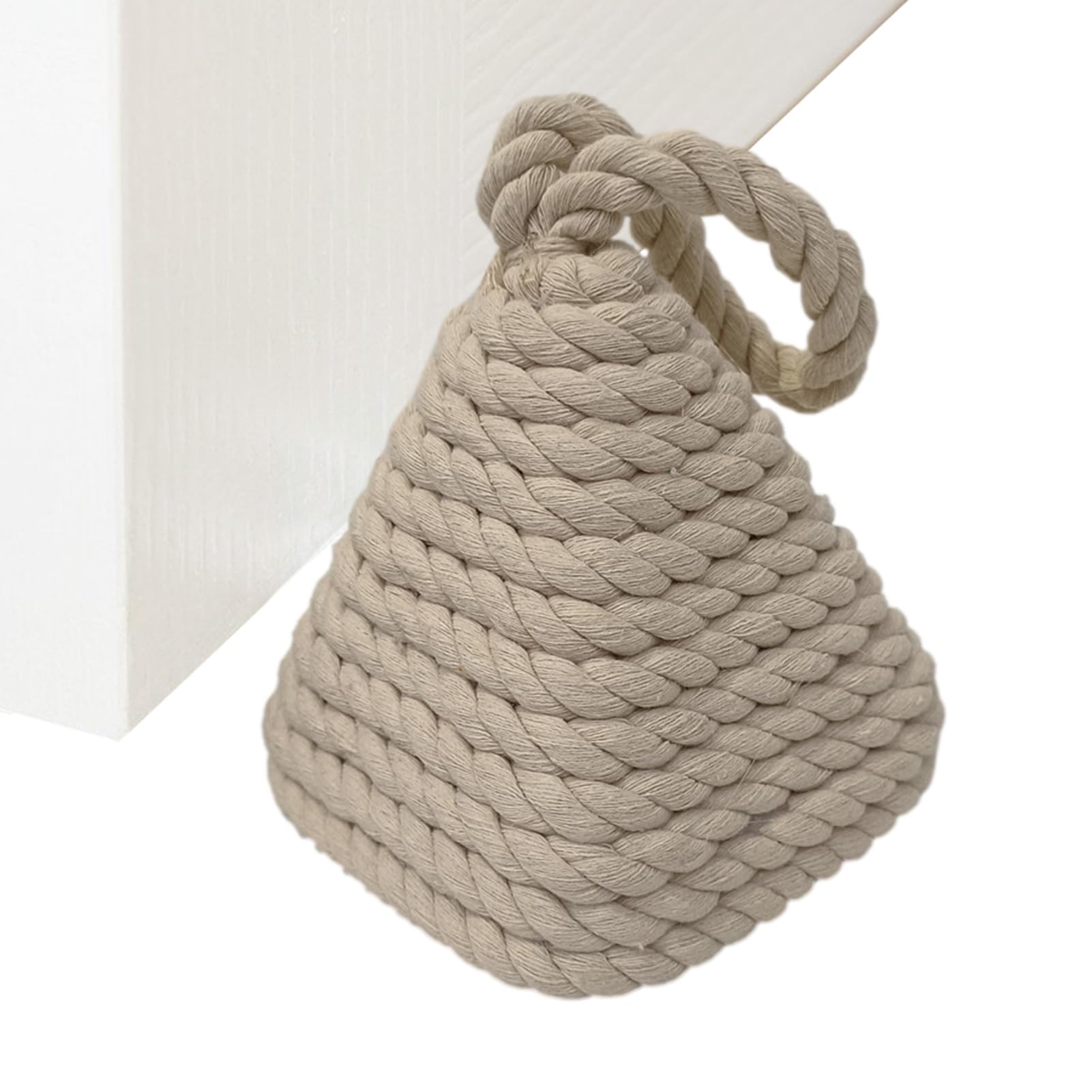 Tope de puerta – Tope de puerta de suelo, accesorio de mimbre natural | Tapón de puerta fiable de estilo náutico ancho, fácil de usar, antideslizante, tope de puerta de seguridad para suelos de mad