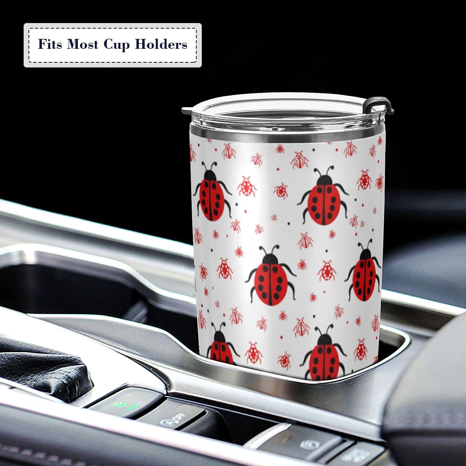 ALAZA Ladybugs Tumbler with Lids and Straws,Reusable Stainless Steel Vacuum Insulated Tumbler Cup,Iced Coffee Travel Mug Water Bottle 20oz(590ml) 47