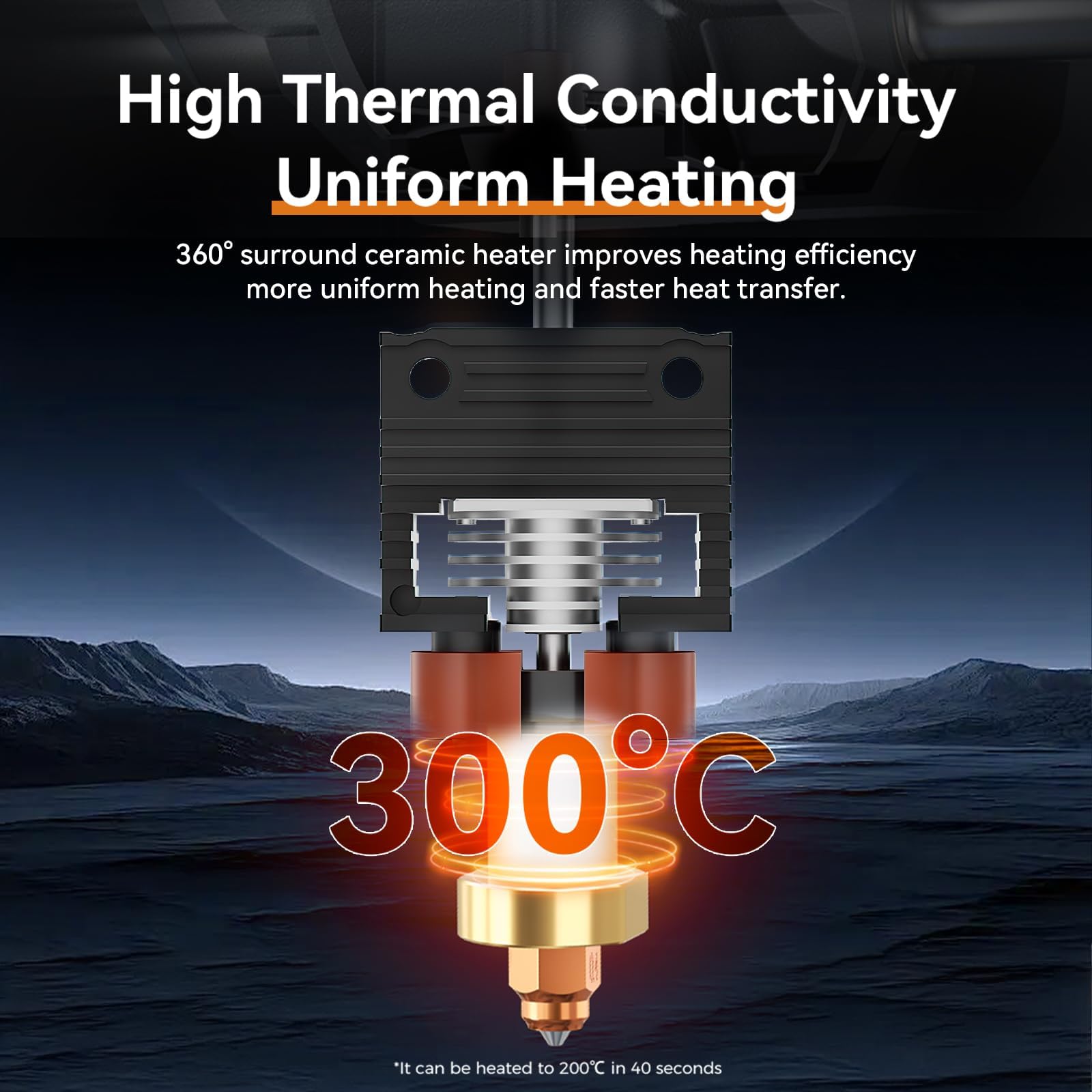 Kit de mise à niveau officiel Creality K1/K1 Max/K1C Hotend, kit de bloc chauffant en céramique de la série K1, prend en charge une température élevée de 300 °C, une vitesse élevée de 600 mm/s