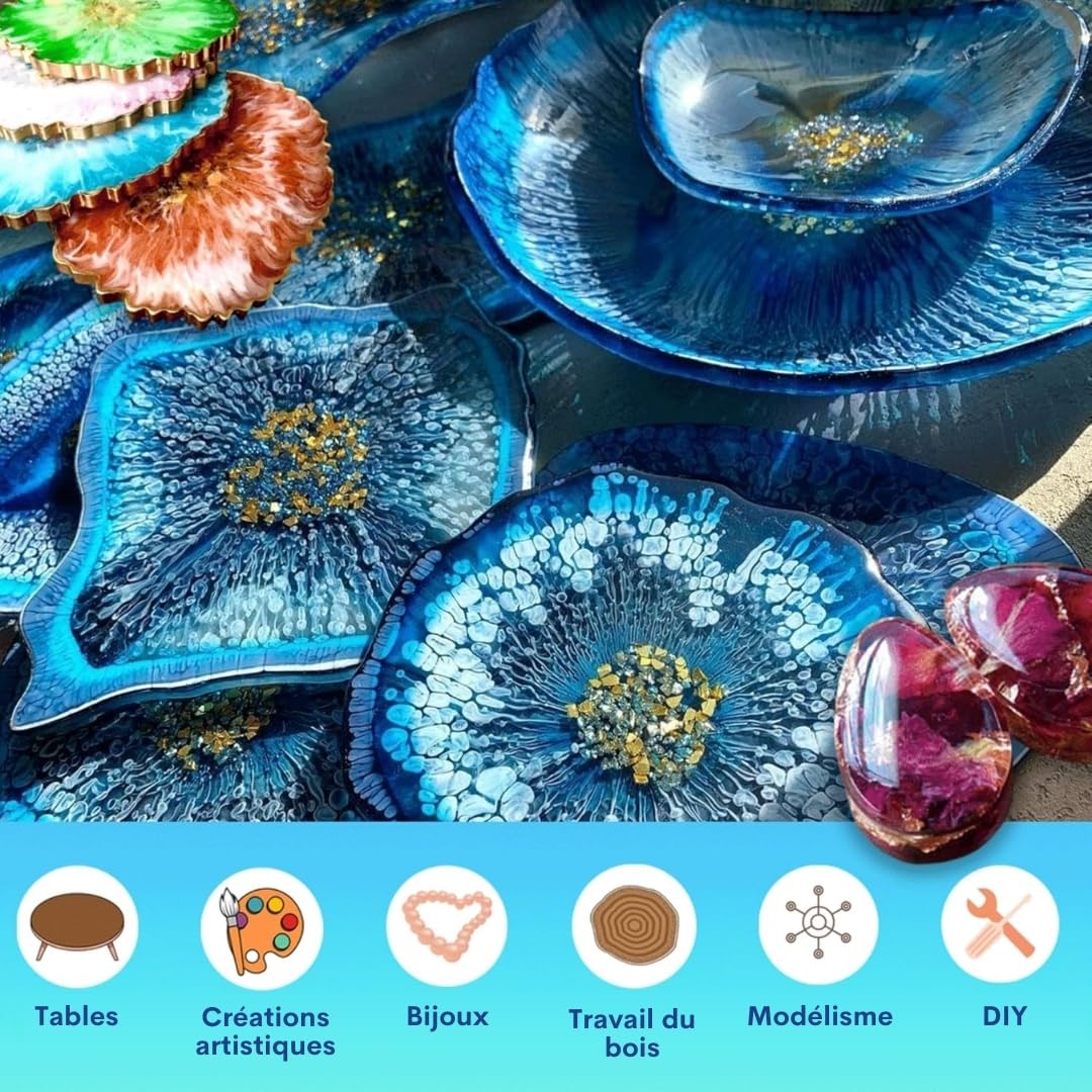 Resin Pro Icrystal Résine èpoxy – 3 Kg Resine Ultra Transparent - Pour la création de bijoux, River Table, créations artistiques, modélisme, Sans BPA - Assistance technique en Français
