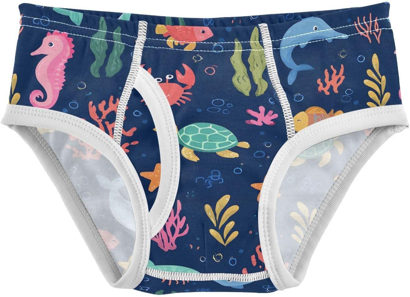 visesunny Blue Sea Animals Potty Training Underwear Boys Toddler Cotton Soft Brief Size 2T-8Y for Kids 2-8Y