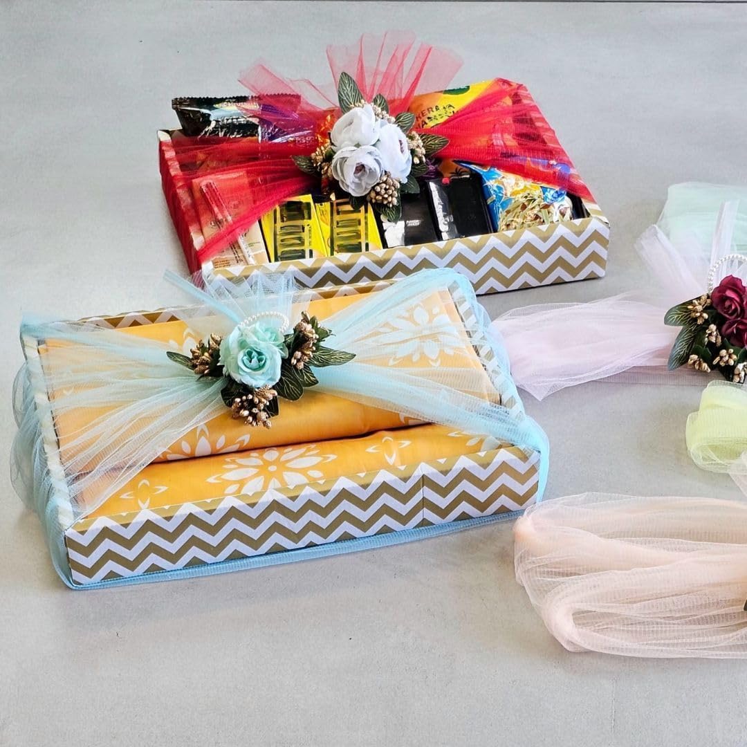 Net Bands with Flowers - Wedding & Gift Decor -5