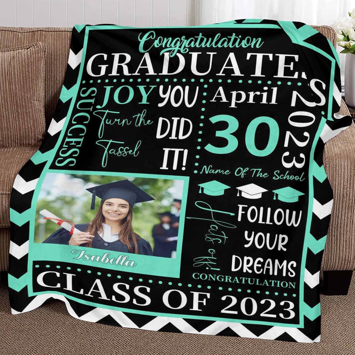 Customized Purple Fleece Blanket Plush Blanket Throw Initials Name Bed Blankets with Photos Gifts for Christmas Birthday Soft Plush Throw Blanket 40"x50"