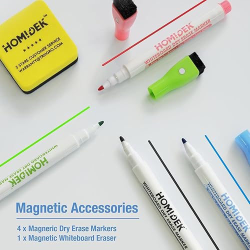 Miniatura 6 de HOMiDEK Pizarra blanca magnética para nevera, paquete de 3 pequeñas pizarras magnéticas de borrado en seco con 4 marcadores y 1 borrador, hojas