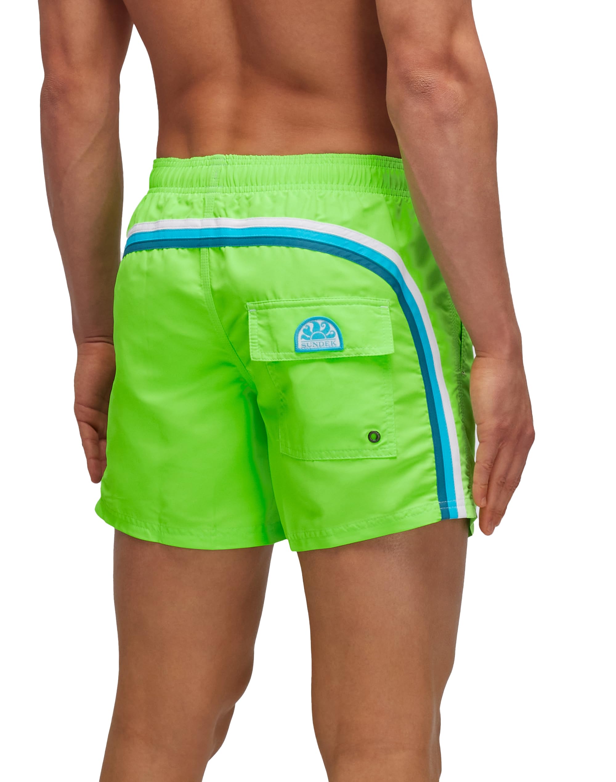 Sundek Uomo Costume Short M504BDTA100 Elastic Waist 14" 24813 Col.Verde Fluo Verde Fluo/M