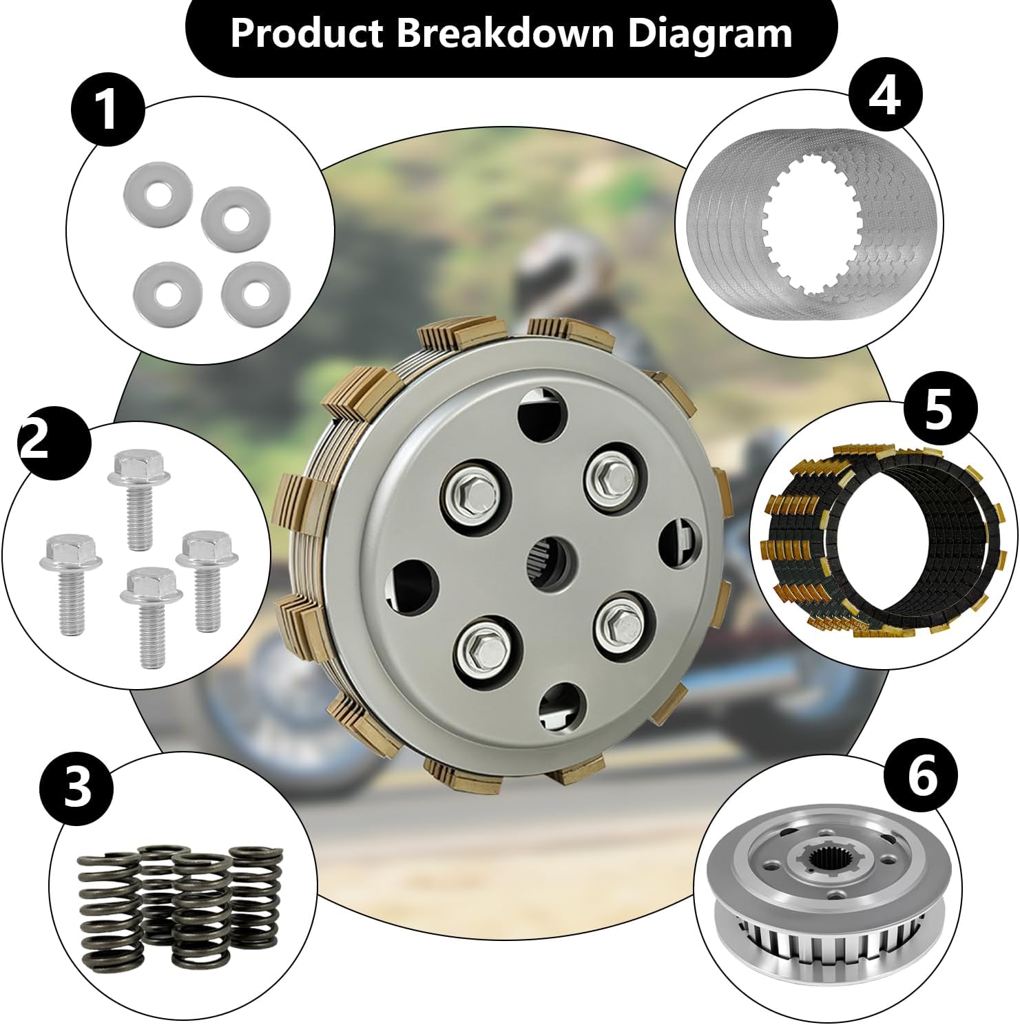 Clutch Kit & Center Clutch Inner Hub & Outer Pressure Plate & Gasket Kit Fit for Intruder 700 750 800 VS700GLP VS800GL VS750GLP Boulevard S50 VS800 for 21441-37400 21442-37401 21451-14A00
