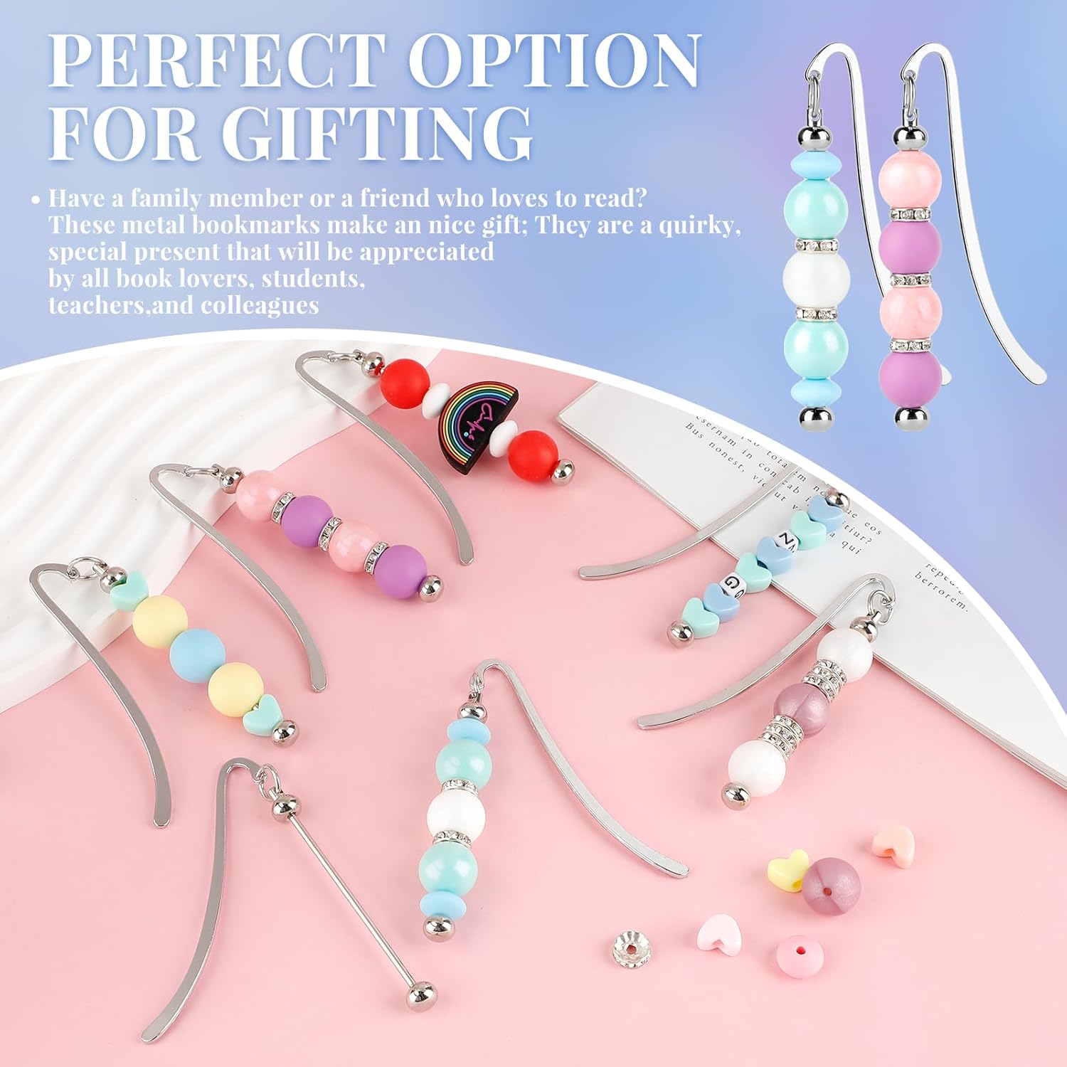 12 Pcs Beadable Bookmarks DIY Metal Blank Bar Bookmark for Beads Metal Bookmark Hairpin Hook Craft Jewelry Pendant DIY Modern Charm Gift for Book Lovers Student Office Supplies, Silver - Image 4