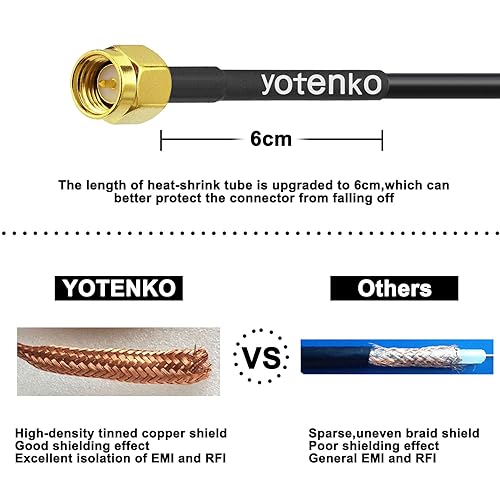 Miniatura 2 de YOTENKO SMA macho a SMA hembra 10ft 9.8 ft SMA Cable de extensión RG58 Cable coaxial Cable de baja pérdida