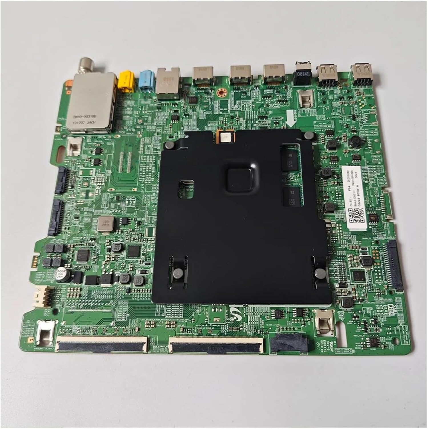 Angled view of the YSVQHHDV TV Motherboard, showcasing the various ports and connectors from a side perspective.