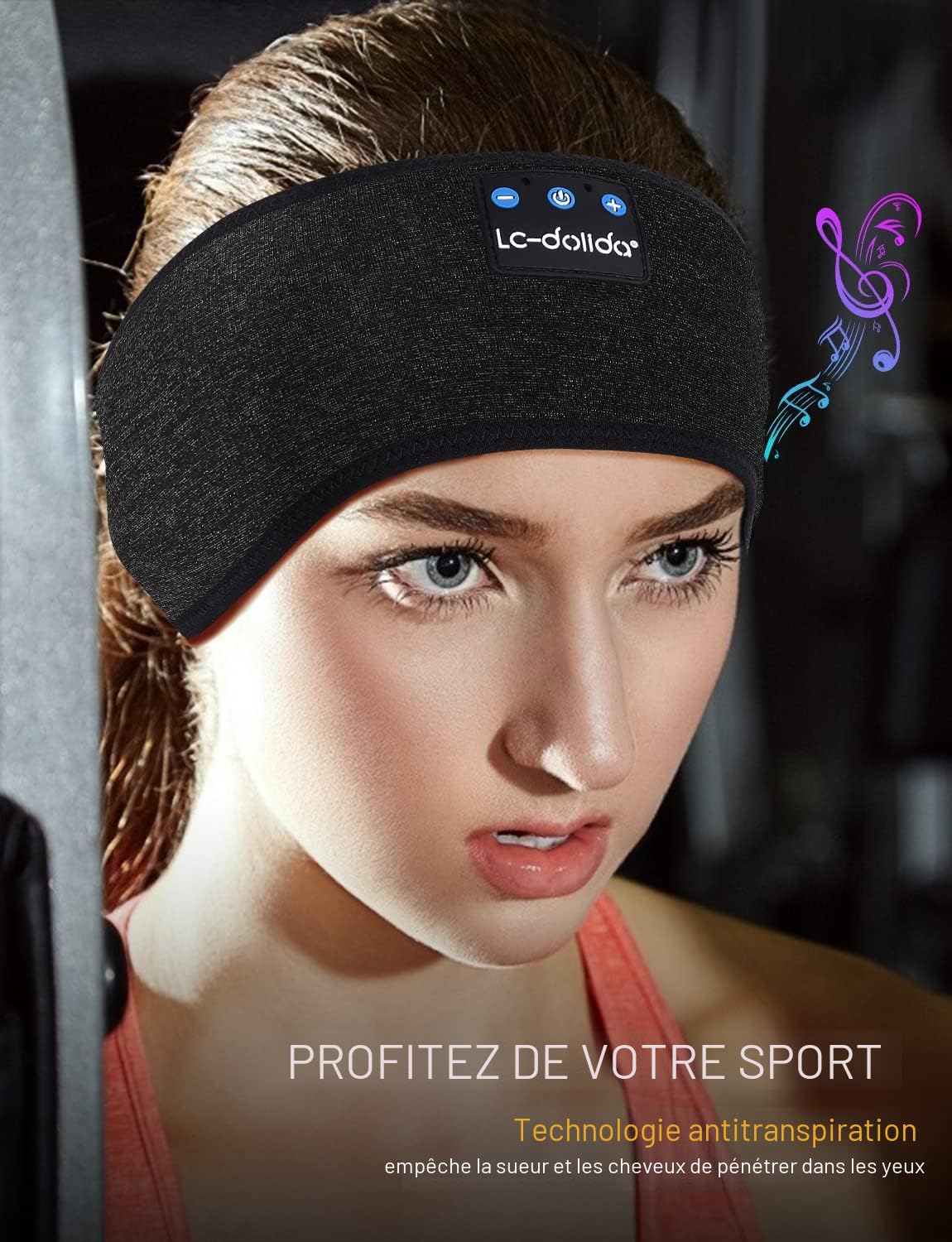 Bandeau Bluetooth Sans Fil Pour Sport, Musique Et Sommeil - Lavable - Noir - Neuf