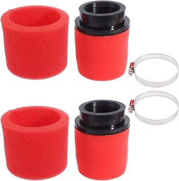 2Pcs 44mm 45mm 1.77inch Red Double Foam Pod Performance Filter for 50cc-90cc 110cc 125cc 140cc 150cc 200cc 250cc GY6 ATV Scooter Quad Go Kart Moped Pit Dirt Bike