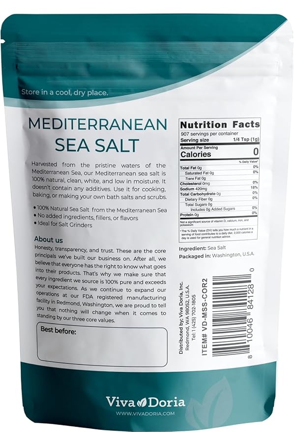 Sal Marina Mediterránea Viva Doria, Grano Grueso, 2 lb miniatura 2