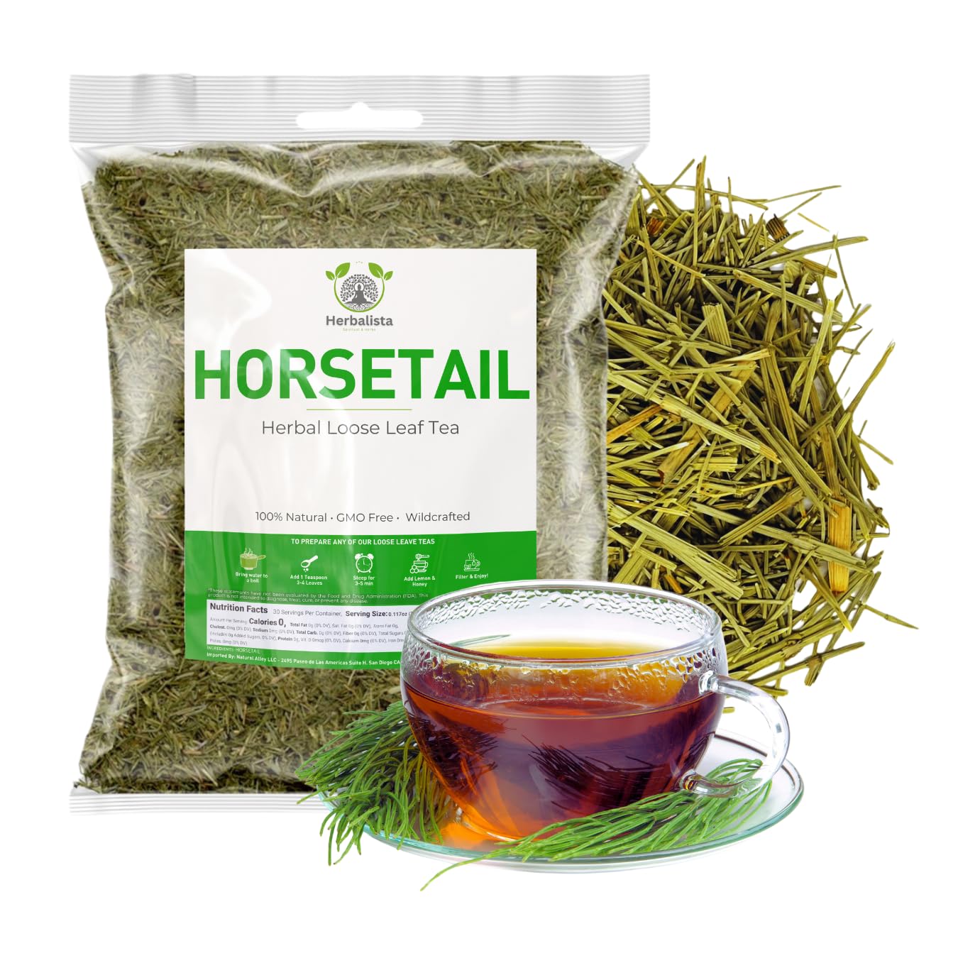 Title: Herbalista Premium Loose Horsetail Tea (2 oz | 57g) | 100% Natural Cola de Caballo Herbal Tea | Shave Grass | Makes 25-30+ Cups | Stand-Up Resealable Bag | Crafted by Nature