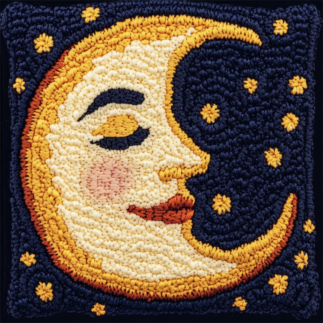 Kitquiver Latch Hook Pillow Kit Cartoon Moon Latch Hook Kit Pillow DIY Rug Crochet Hook Cushion Making Kits with Preprinted Pattern Canvas 17x17In