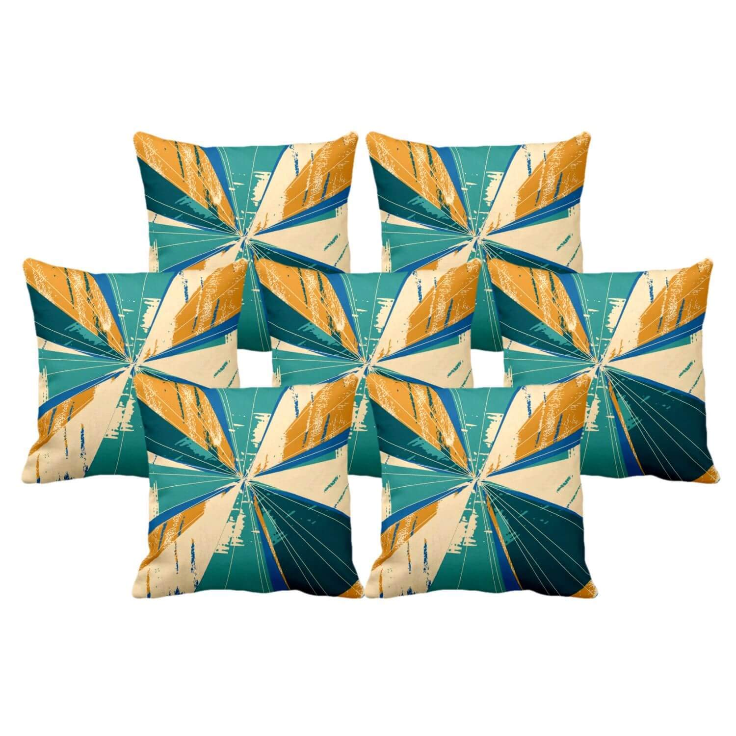 TheYaYaCafe® 24X24 inches Set of 7 Cushion Covers Stunning Abstract Printed Sofa Throw Pillows Multicolor