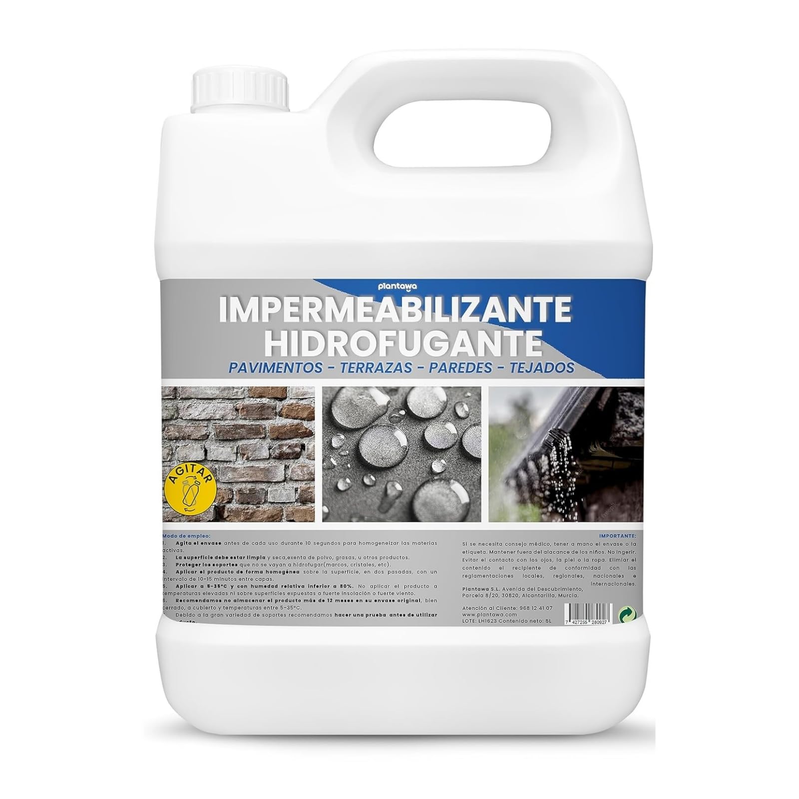 PLANTAWA Impermeabilizzante Trasparente Liquido 5L Protezione Facciate e Tetti