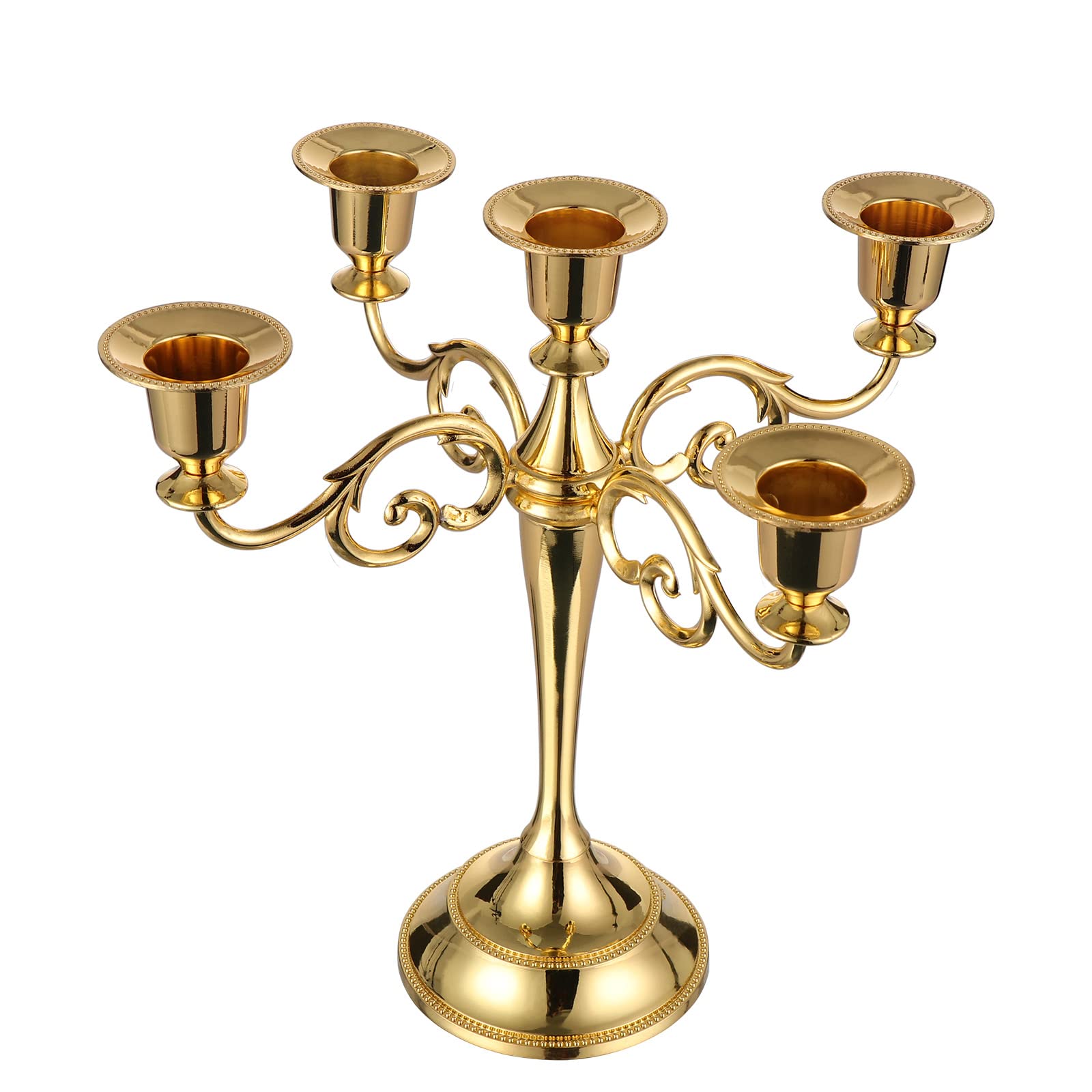 Coolty Bougeoir vintage à 5 bras pour dîner, fête de mariage, décoration d'intérieur, décorations de Noël (doré)