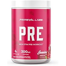 Primeval Labs PRE High-Stim Pre Workout | تركيبة الطاقة والتركيز والأداء | 300 ملغ من الكافيين | 40 حصة | جامايكا | نكهة أصلية مستوحاة من اللاتينية لتغذية رحلتك