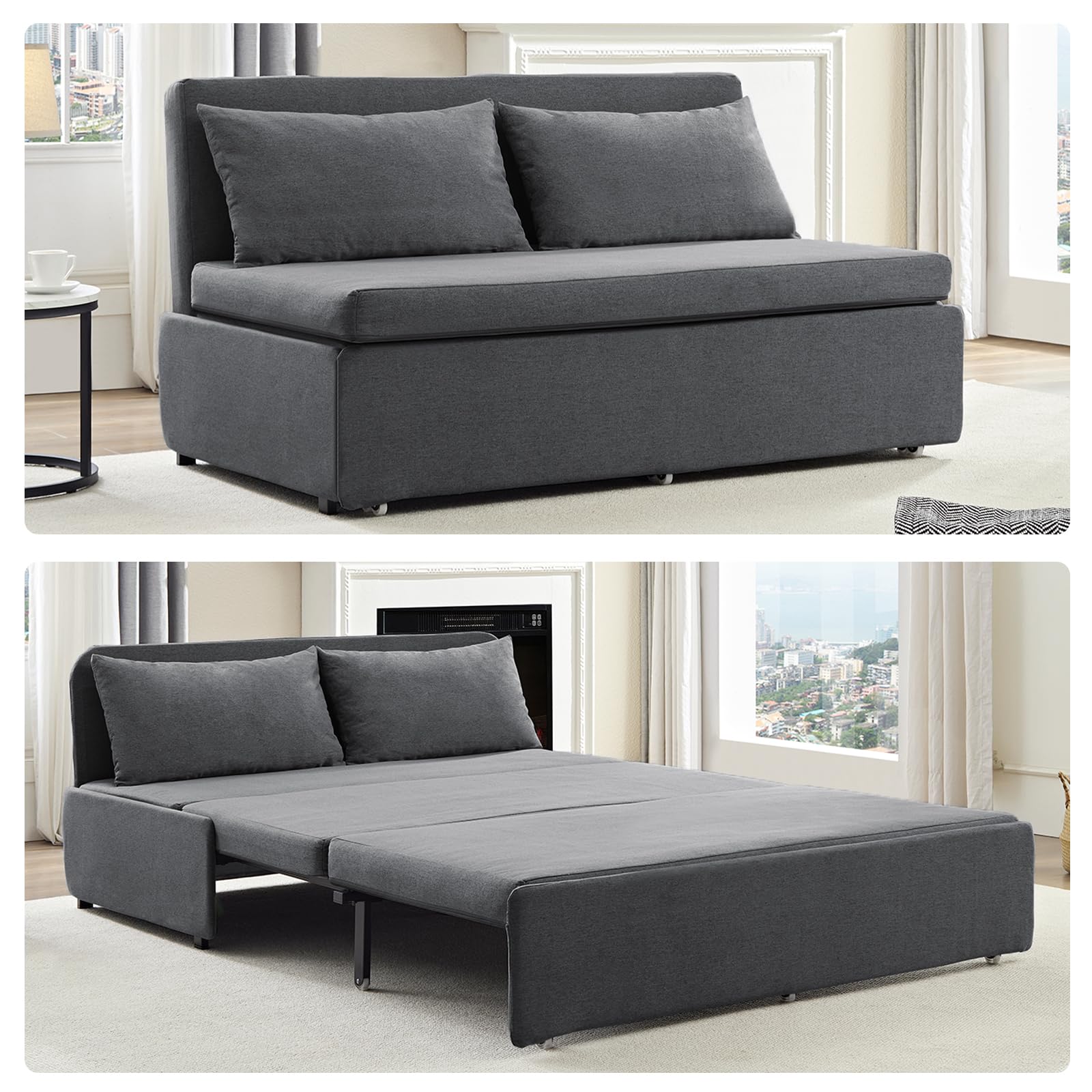 Mjkone 64 W Sofa Bed Queen Size with Pull Out Bed