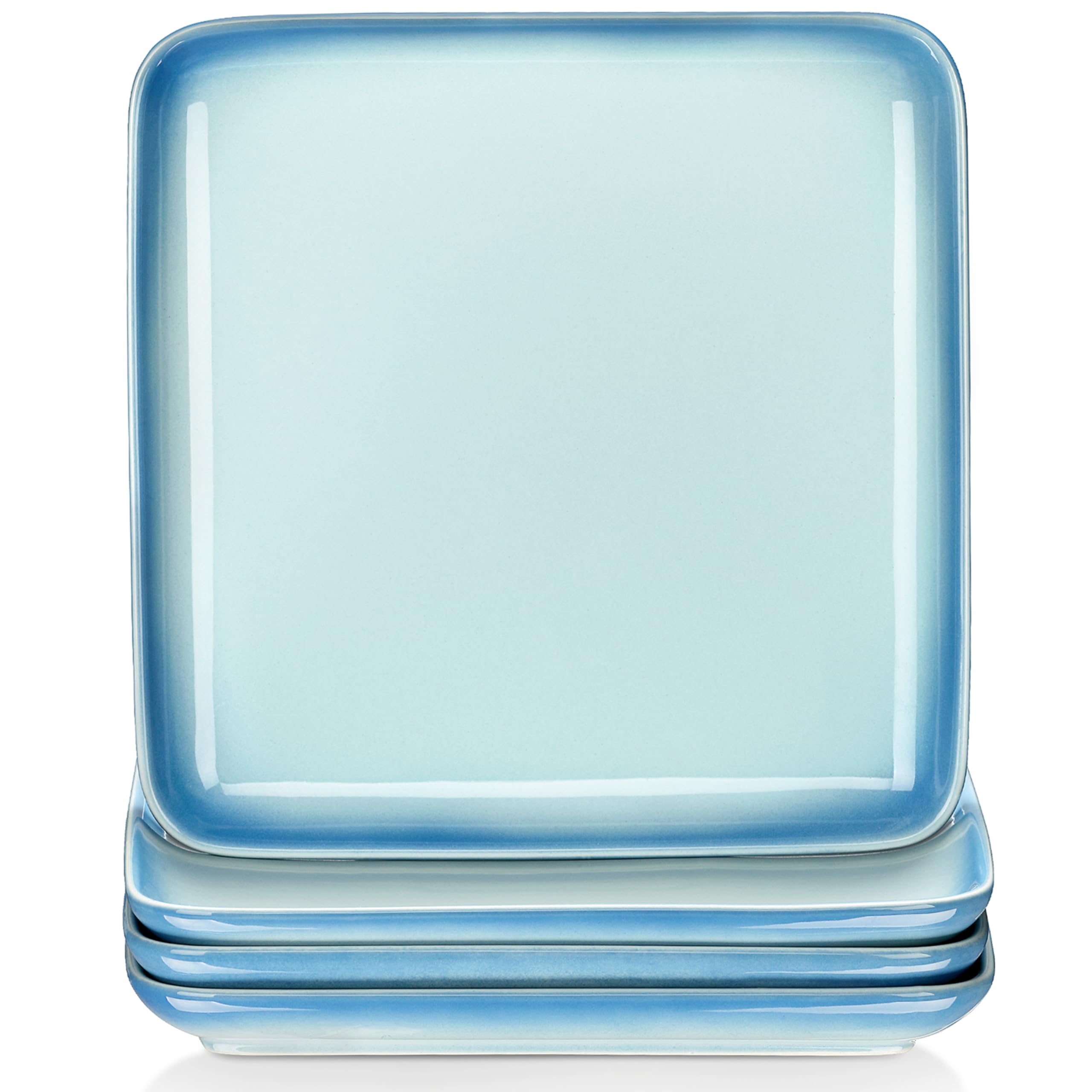 LOVECASA 4 Piece Stoneware Dinner Plate Square Shape 25.5 cm Dishwasher Safe - Gradient Sky Blue โ image 1