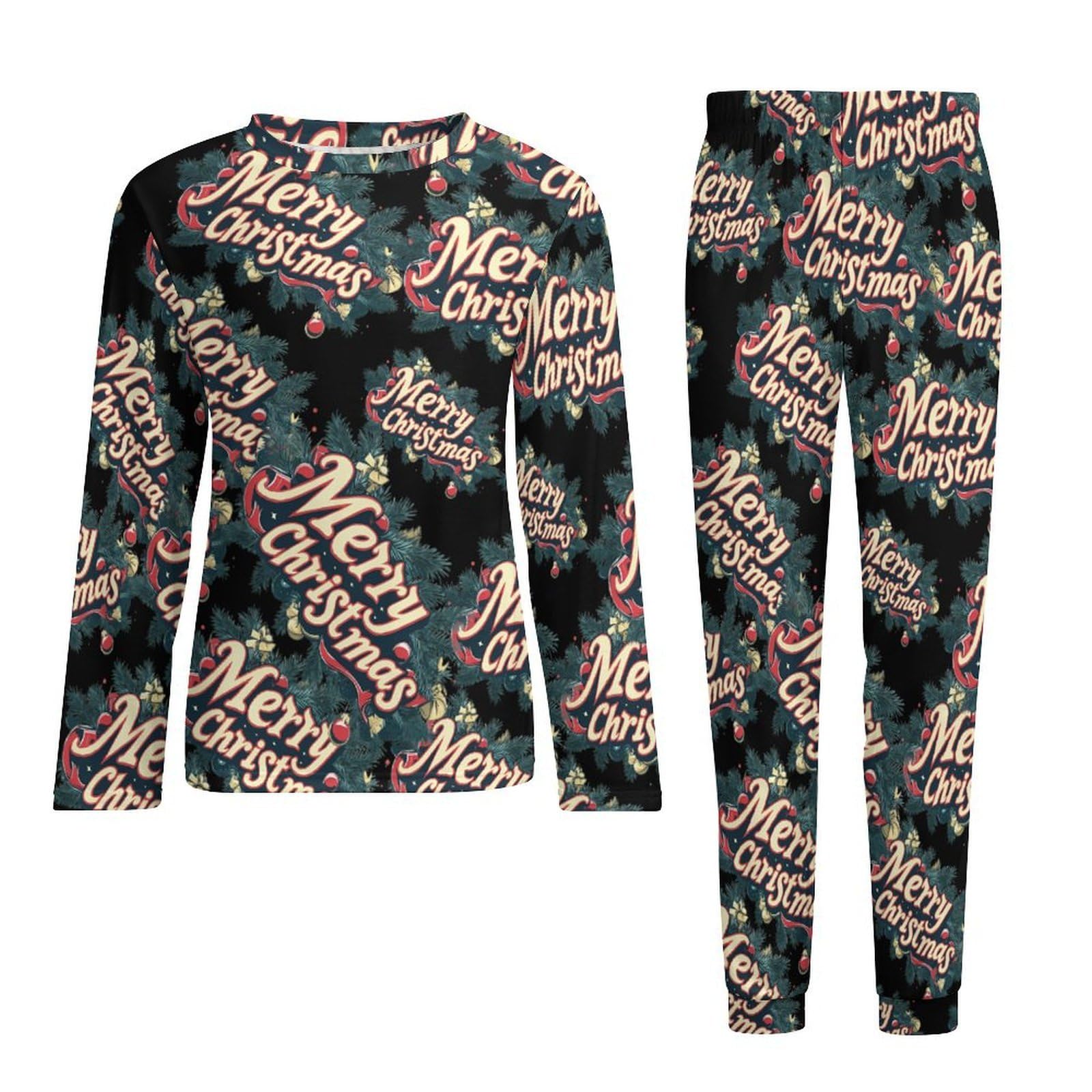 Conjunto de pijama para hombre con cuello redondo de 2 piezas de manga larga, suave parte superior e inferior transpirable para todas las estaciones