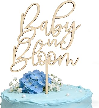 Wood Baby in Bloom Cake Topper, Baby Shower Birthday Cake Decorations Gender Reveal Cake Sign Cake Charm for1st Birthday Cake Topper Party Decorations Supplies