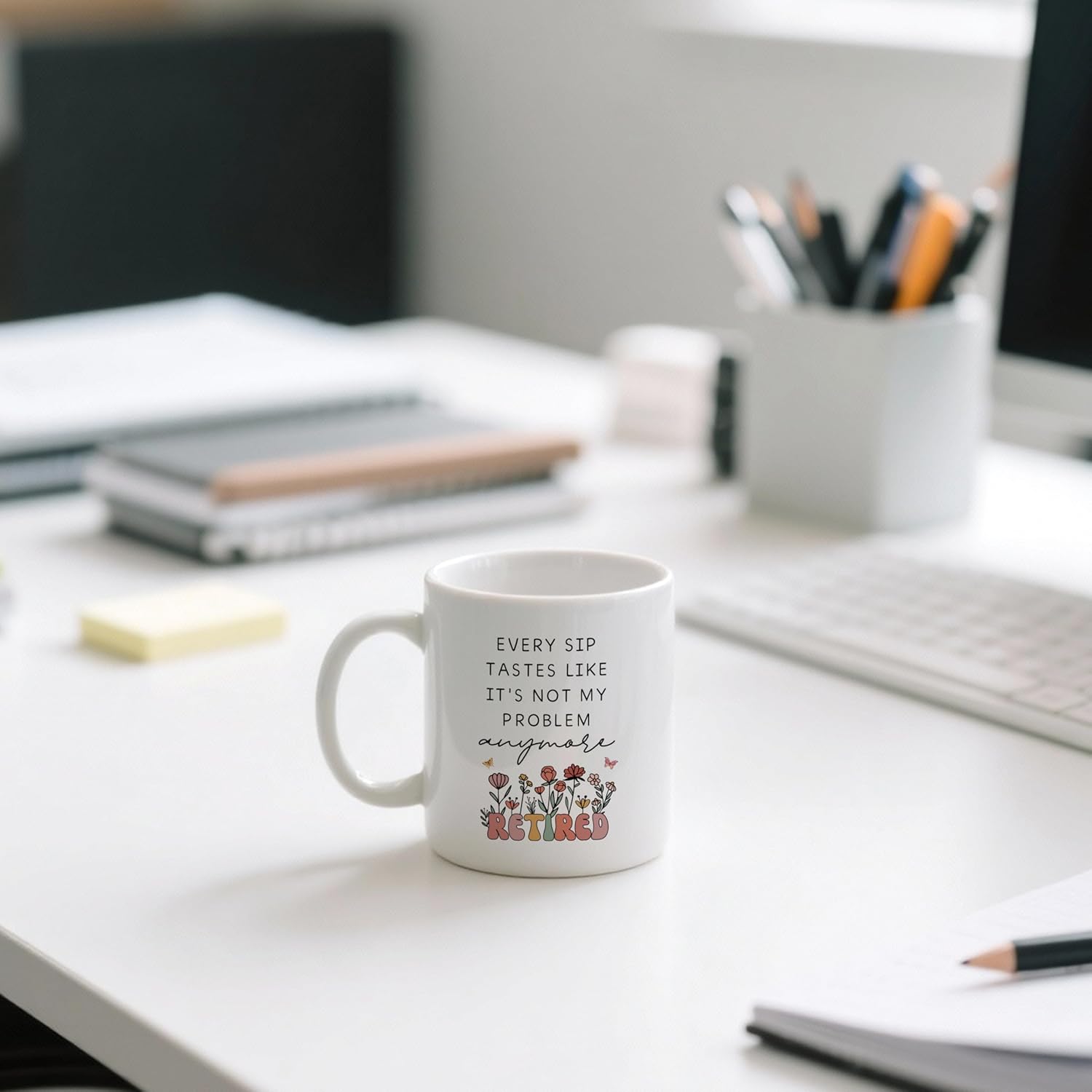 Funny Retired Mug, Retirement Gift for Woman Ceramic Coffee Cup, Funny Retirement Gifts, Every Sip Taste Like It's Not My Problem Anymore Coffee Tea Mugs 11 oz - Image 3