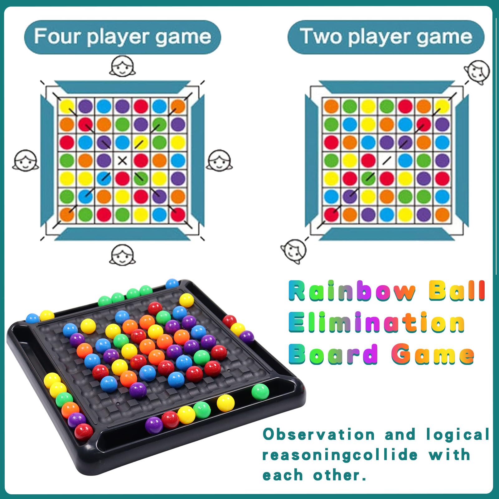 Jeu de société - Échiquier intellectuel - Double duel - 120 balles - Jeu de stratégie - Arc-en-ciel - Jeux - Jouets Jeu de société - Échiquier intellectuel - Double duel - 120 balles - Jeu de stratégie - Arc-en-ciel - Jeux - Jouets