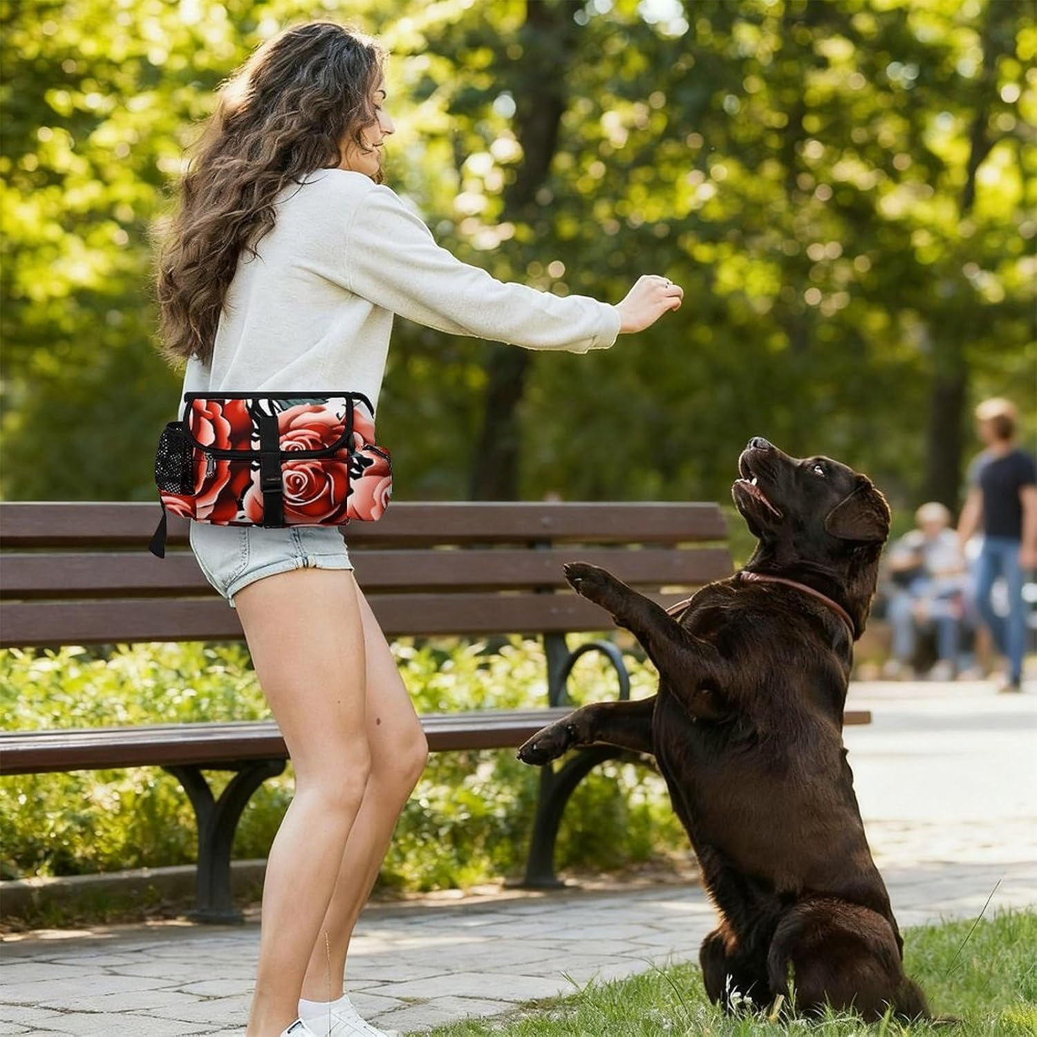 Floral Rose Ivy with Leaves Dog Treat Pouch,Easy One-hand Access image 4
