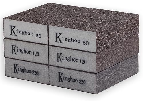 Bloques de lijado, 6 esponjas de lijado, esponja de papel de lija para muebles de madera, pintura de metal, paneles de yeso, bloques de papel de