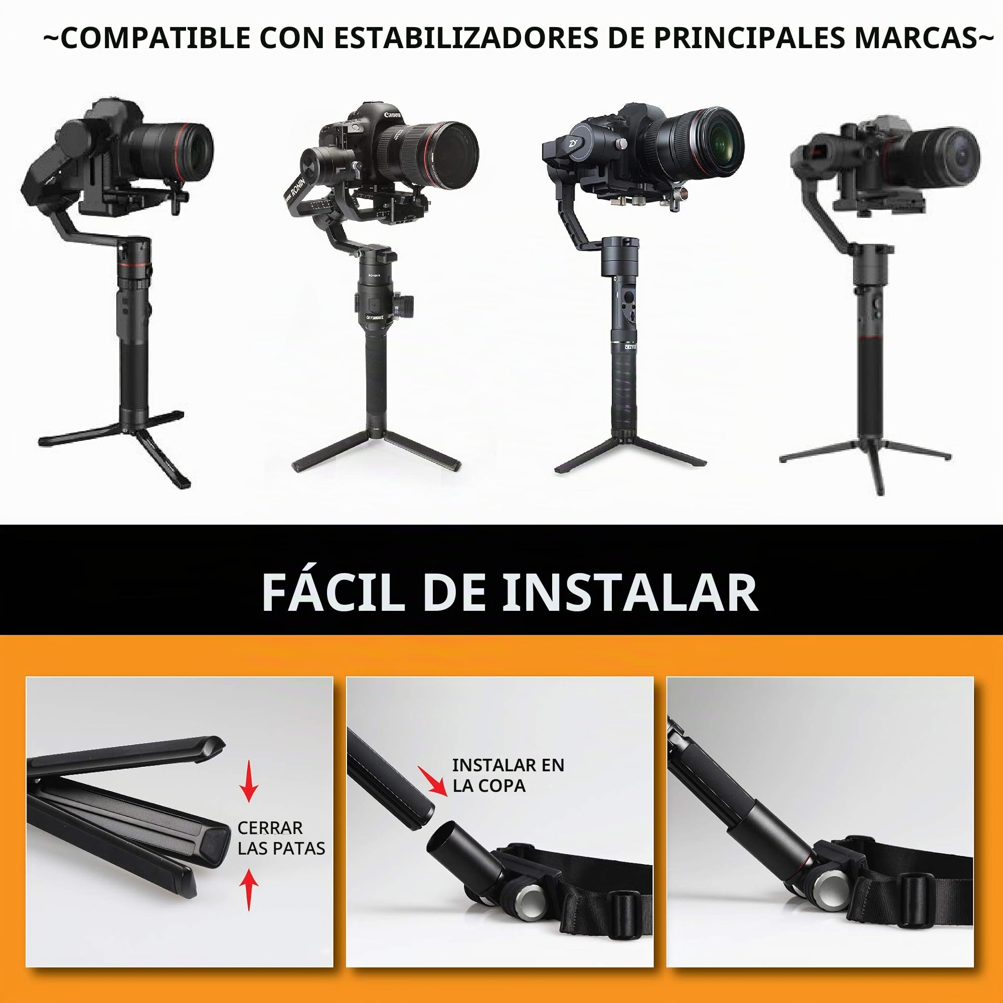 Carry Speed - Cinturón de Soporte Mogocrane para Equipos de vídeo - Cinturón de Longitud Ajustable con Funda basculante de Aluminio