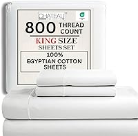 Luxury 800 TC Egyptian Cotton King Sheet Set - Deep Pocket Sateen Weave, OEKO-TEX Certified Hotel Quality White Bedding