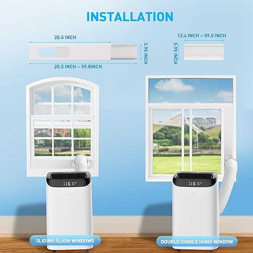 Miniatura 9 de Aire acondicionado portátil de 14,000 BTU que enfría hasta 700 pies cuadrados, unidad de CA portátil 3 en 1 de eficiencia energética con control